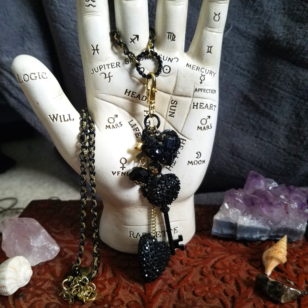 Betsy Johnson Black Heart Charm Necklace